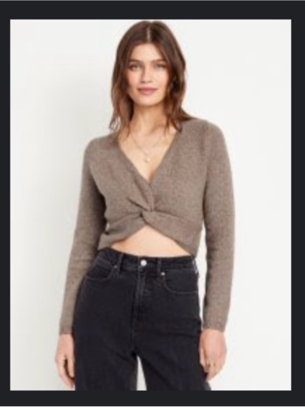 Old Navy Taupe SoSoft Twist-Front Sweater